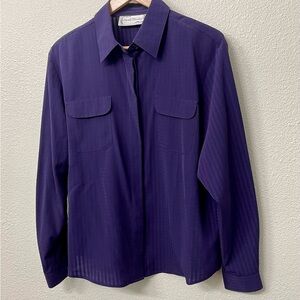 Sarah Bentley Purple Silky Button-Up Dress Shirt Size Large